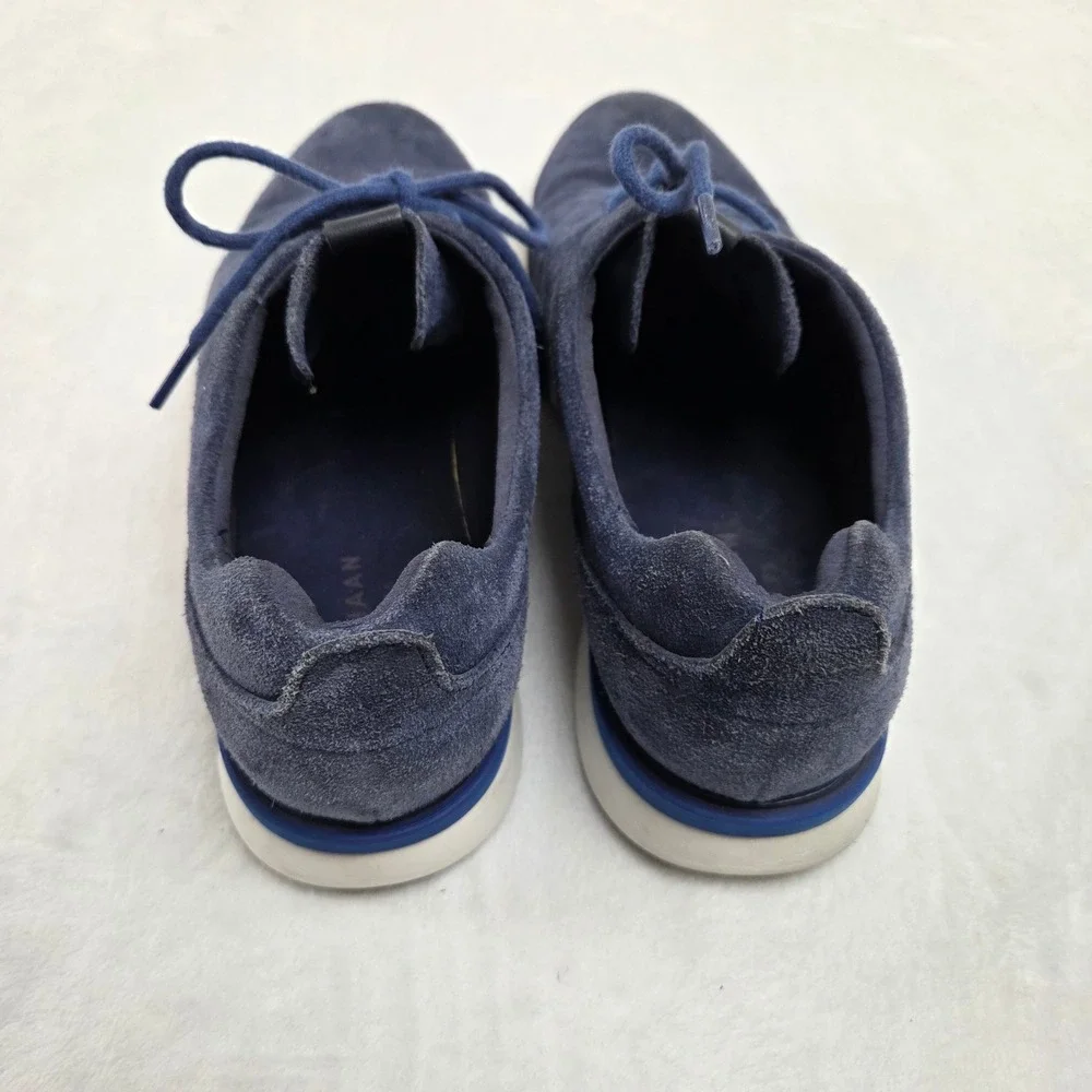 Cole Haan Grand OS Men‎ Navy Blue Suede Plain Toe Oxford Shoes Lace Up